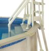 Aqua Select Everest in Pool Step and Outside Flip Up Entry System | Pearl White w/Cloud Gray Treads | Above Ground Swimming Pools | Wide Steps Add Stability | Safety Stairs Capacity Up to 350 lbs