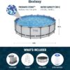 Bestway Steel Pro MAX 16' x 48" Above Ground Pool, Round Metal Frame Outdoor Swimming Pool Set with Filter Pump, Ladder, and Cover, Gray