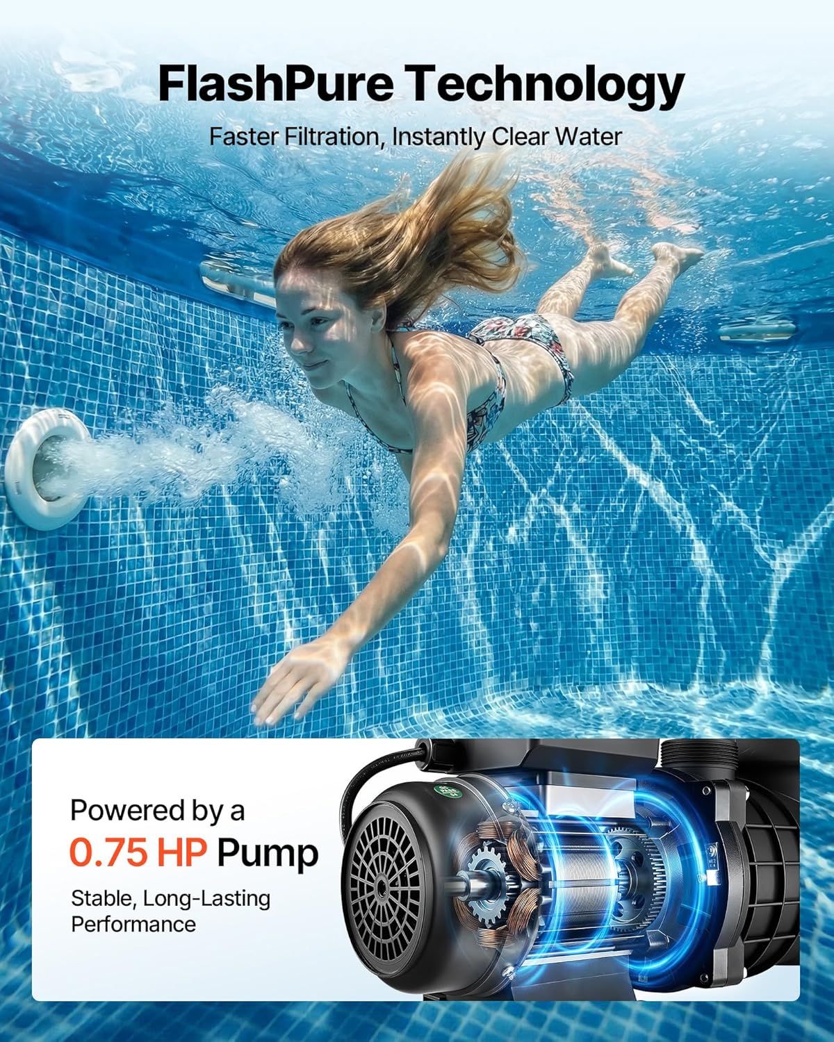 81eI1WBQzhL._AC_SL1500_.jpg VEVOR FlashPure Sand Filter Pump, 14 in for Above Ground Pool, 0.75 HP 3500 GPH, Swimming Pool Filter System with Timer, 6X Faster Filtration, Media Installed, Leak-Resistant, Ready to Use Out of Box