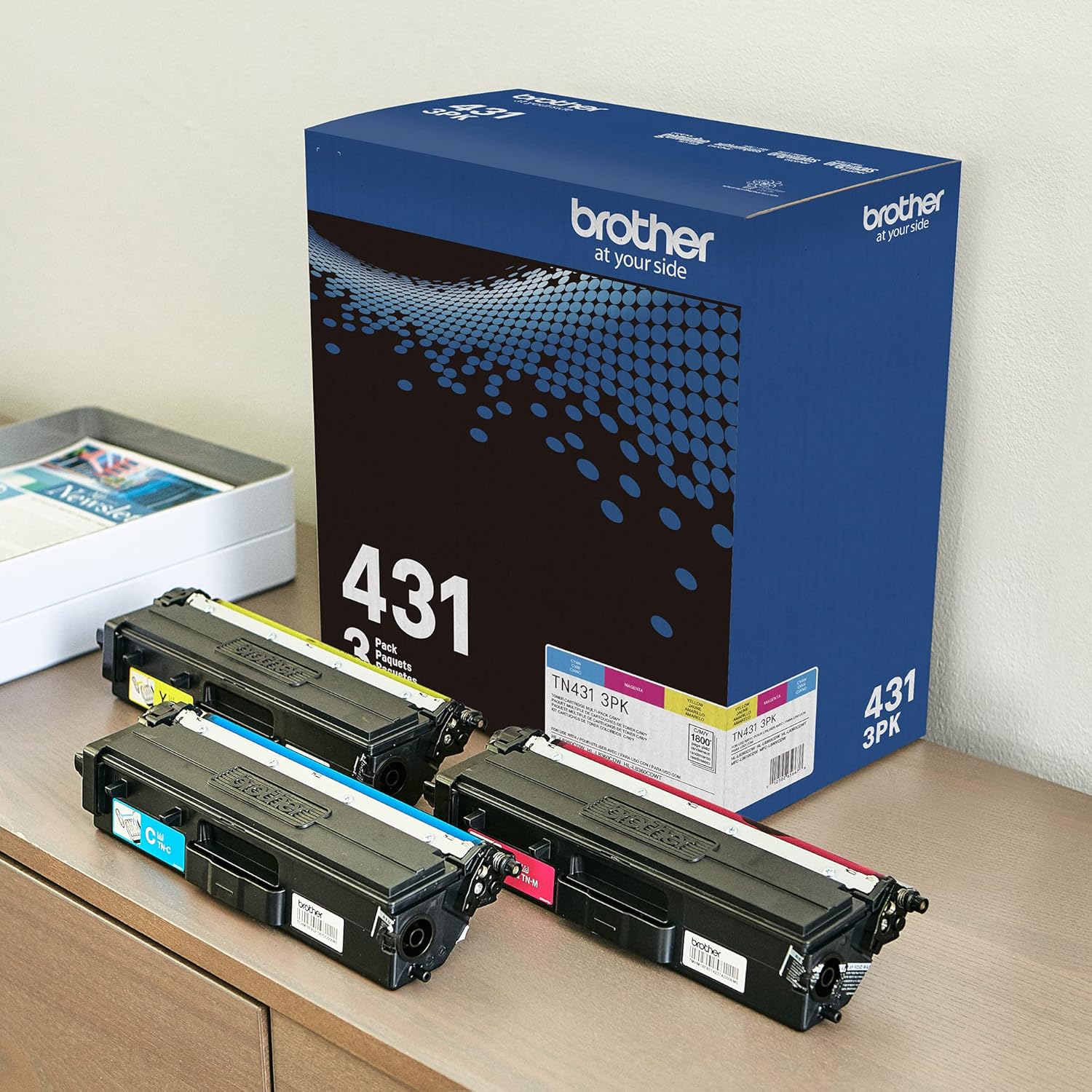 81eNrPvrE0L._AC_SL1500_.jpg Brother TN-431 3PK, Cyan, Magenta, Yellow, Standard Yield, Model: TN4313PK