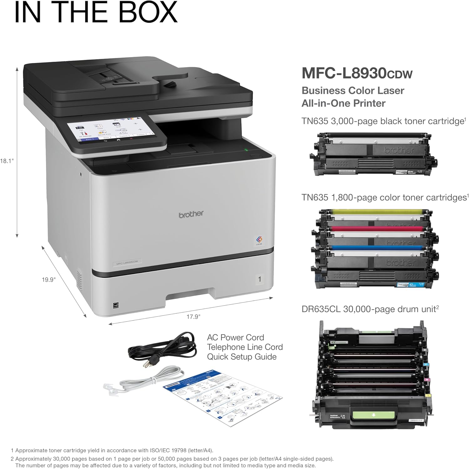 81fDURULQRL._AC_SL1500_.jpg Brother MFC-L8930CDW Business Color Laser All-in-One Printer with Duplex Print, Scan, Copy, Low-Cost Printing, and Advanced Security Features