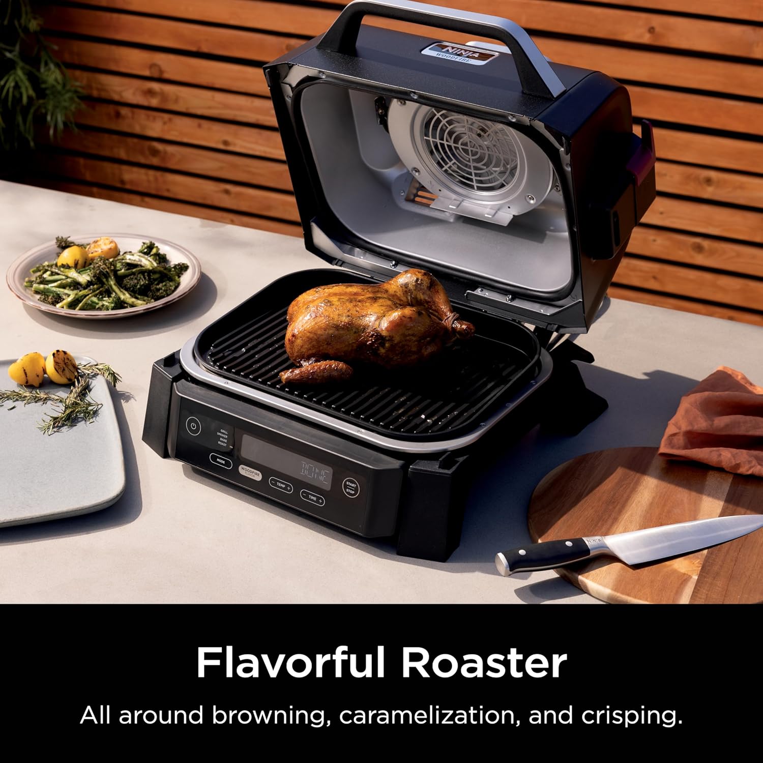 Ninja Woodfire Outdoor Grill & Smoker, 4-in-1 Functionality, Grill, Smoke, Bake, Roast, Authentic Woodfire Flavors, Electric Heat, OG301 Ninja Woodfire Outdoor Grill & Smoker, 4-in-1 Functionality, Grill, Smoke, Bake, Roast, Authentic Woodfire Flavors, Electric Heat, OG301 - Image 8