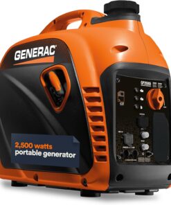 Generac 2,500-Watt Gas Powered Portable Inverter Generator - Lightweight and Compact Design - Produces Clean, Stable Power - Quiet Operation - Great for Home Backup, Camping, and RV Use