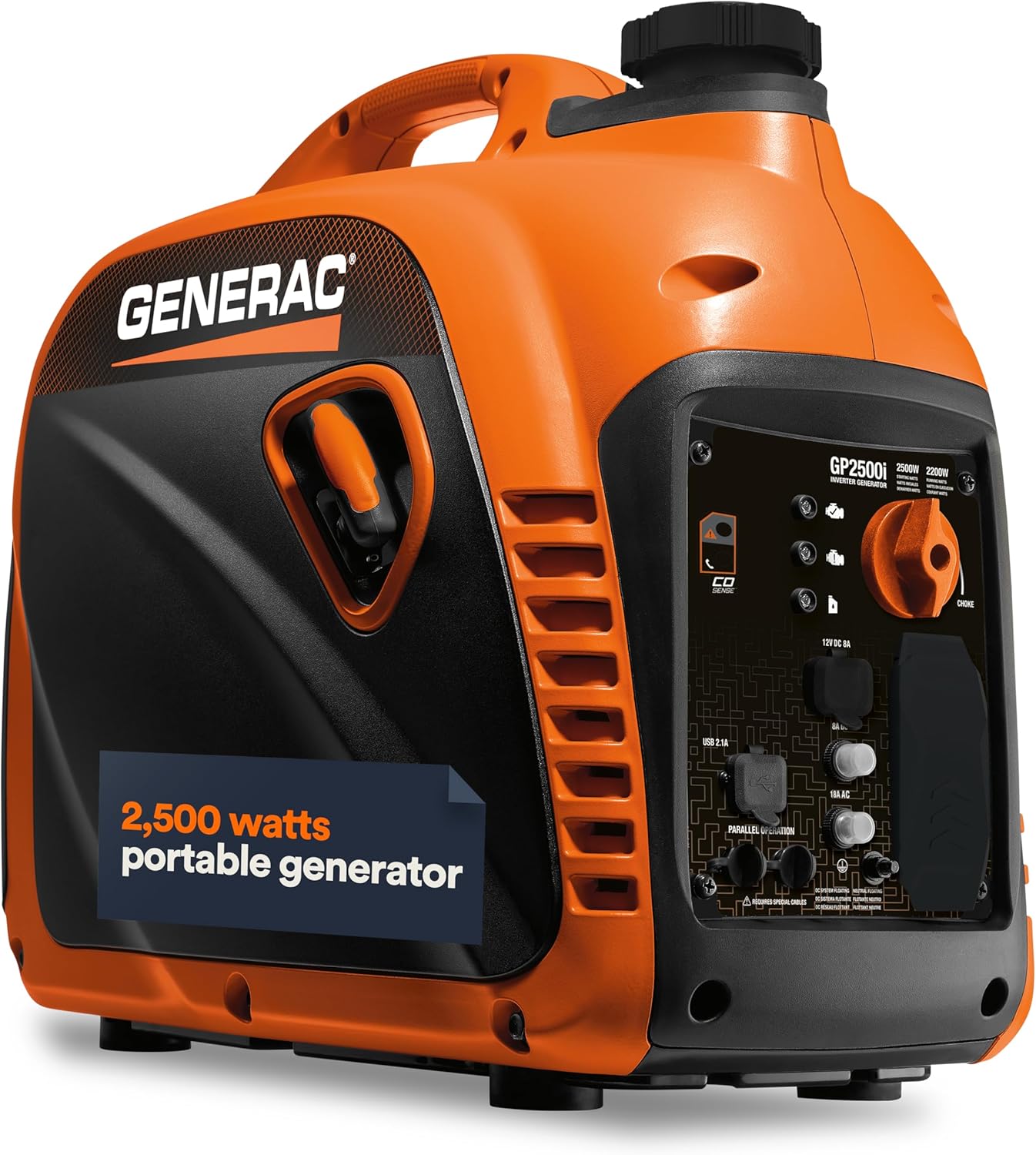 Generac 2,500-Watt Gas Powered Portable Inverter Generator - Lightweight and Compact Design - Produces Clean, Stable Power - Quiet Operation - Great for Home Backup, Camping, and RV Use Generac 2,500-Watt Gas Powered Portable Inverter Generator - Lightweight and Compact Design - Produces Clean, Stable Power - Quiet Operation - Great for Home Backup, Camping, and RV Use
