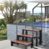 VEVOR Hot Tub Steps with Handrail, 3-Step Spa Outdoor Stairs, Heavy Duty 25.2 inch Wide Above-Ground/Inflatable Pool Step with 550 lbs Weight Capacity, Multi-Use for Porch, Patio, Deck, Trailers