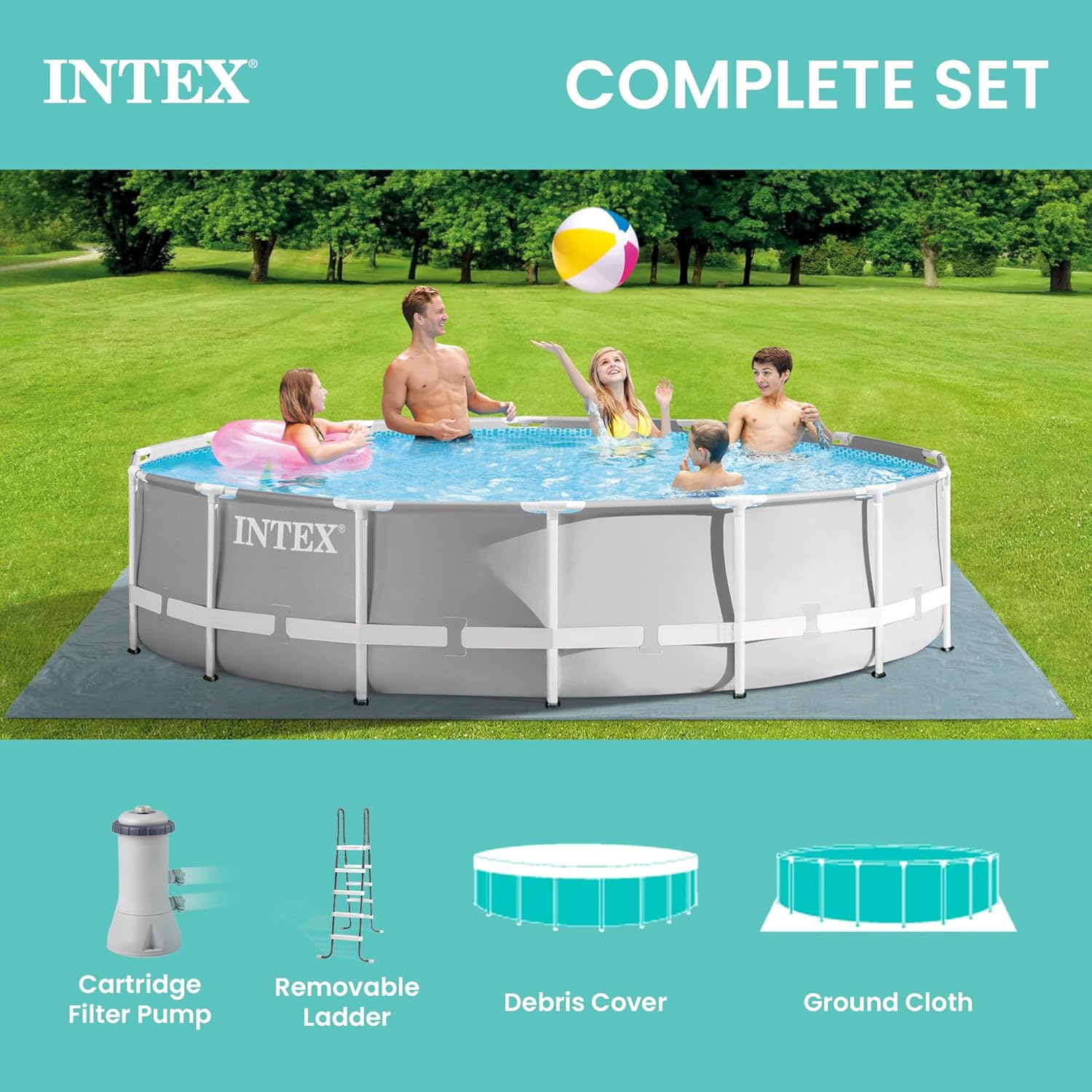 81k0zn8nV-L._AC_SL1500_.jpg Intex 26719EH Prism Frame Premium Above Ground Swimming Pool Set: 14ft x 42in – Includes 1000 GPH Cartridge Filter Pump – SuperTough Puncture Resistant – Rust Resistant – 3357 Gallon Capacity