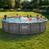 Bestway APX 365 16' x 48" Above Ground Pool, Round Metal Frame Outdoor Swimming Pool Set with Sand Filter Pump, Ladder, and Cover, Dark Marble
