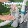 Bestway 950 Gallon Sand Filter Pool Pump for 300 to 4,800 Gallon Above Ground Outdoor Swimming Pools with Pre-Filter Strainer for Clean Water