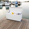 LIFETIME Outdoor Storage Deck Box, 130 Gallon, Arctic White, Lockable, UV-Protected, for Decks and Marine Docks