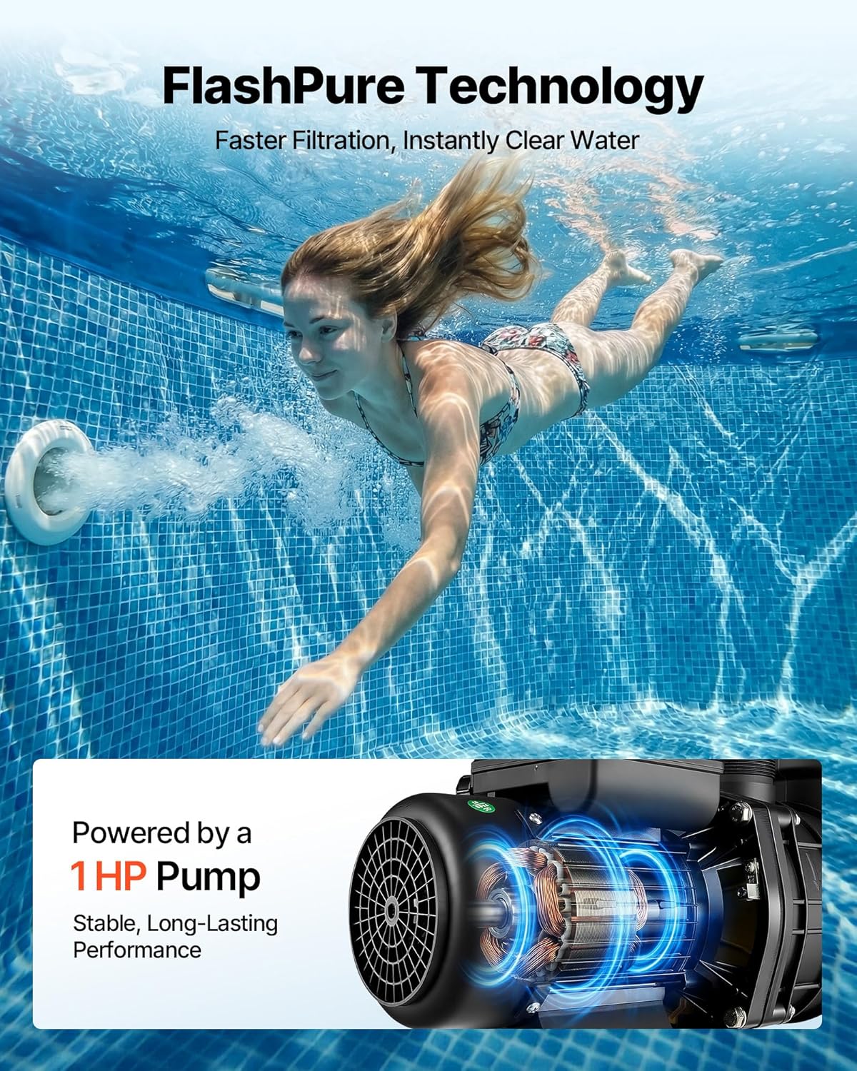 81oLSAvGWxL._AC_SL1500_.jpg VEVOR FlashPure Sand Filter Pump, 16 in for Above Ground Pool, 1 HP 4400 GPH, Swimming Pool Filter System with Timer, 6X Faster Filtration with Media Installed, Leak-Resistant, Ready to Use Out of Box