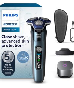 Philips Norelco Shaver Series 7000, Wet & Dry Electric Shaver with SenseIQ Technology, Pop-up Trimmer, Charging Stand, Travel Case, UV Sanitizing Cube, Model S7889/91