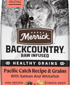 Merrick Backcountry Healthy Grains Kibble with Freeze Dried Raw Pieces, Pacific Catch Recipe Premium Dog Food, 20 lbs.