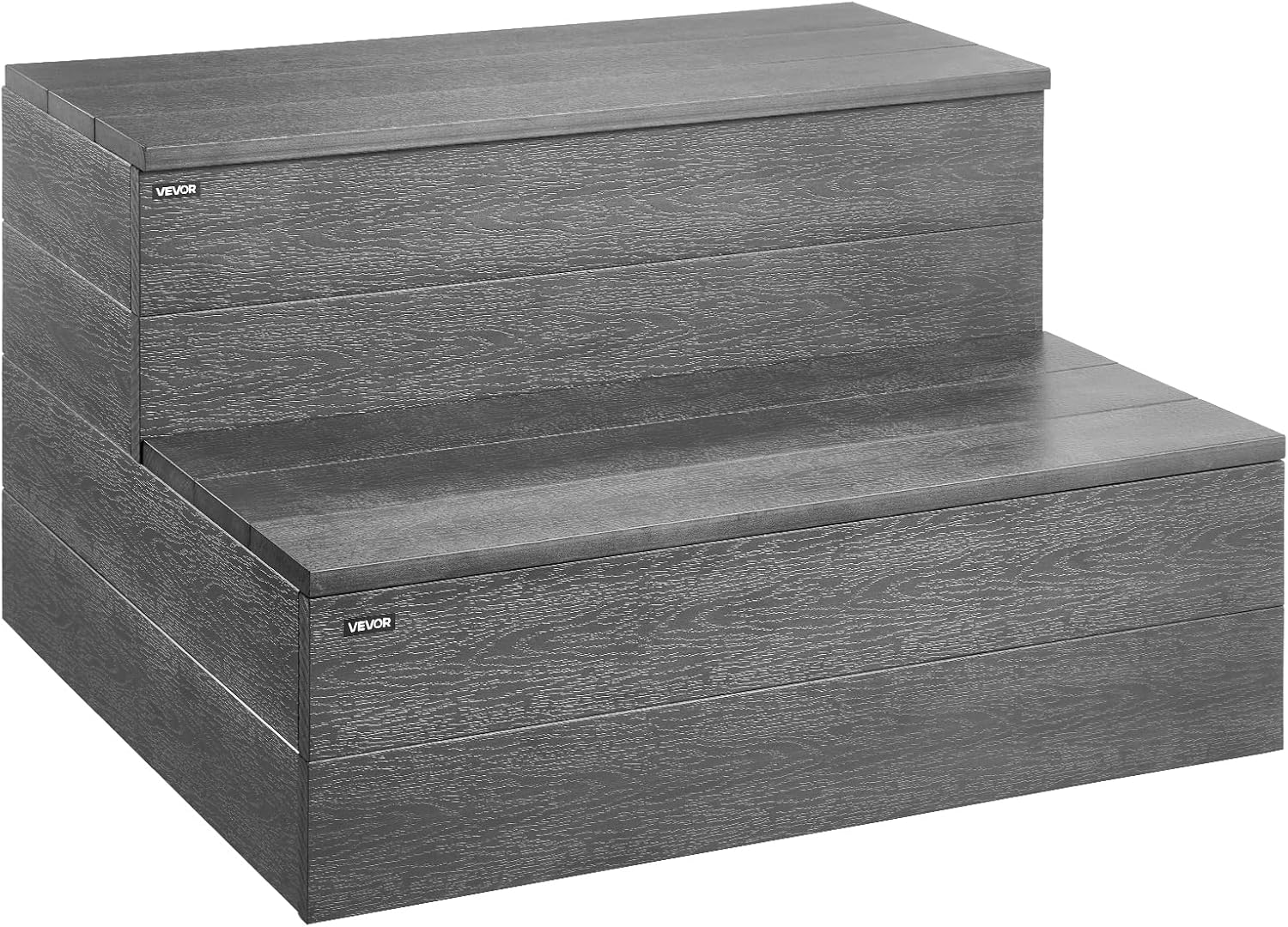 VEVOR Hot Tub Steps, 2-Step Spa Outdoor Stairs, Heavy Duty 25 inch Wide HIPS Above-Ground/Inflatable Pool Step with 600 lbs Weight Capacity, Multi-Use for Porch, Patio, Deck, Campers, Graphite Gray