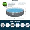 Bestway Steel Pro MAX 18' x 48" Above Ground Pool, Round Metal Frame Outdoor Swimming Pool Set with LED Light, Filter Pump, Ladder, & Cover, Dark Gray
