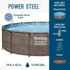Bestway Power Steel 14’ x 42” Above Ground Pool, Round Metal Frame Outdoor Swimming Pool Set with Filter Pump, Ladder, and Cover, Brown
