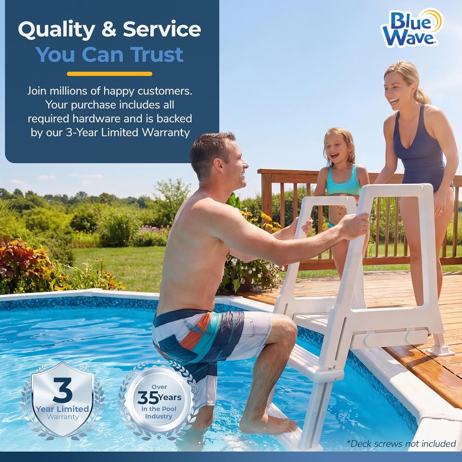 81u51oMbDgL._AC_SL1500_.jpg Blue Wave 5 Tread Above Ground Pool Ladder - Heavy Duty Resin Pool Steps for 48 to 54 in Deck Heights - 5-in Non-Skid Treads, Rust-Free with 250 lb Weight Capacity, White
