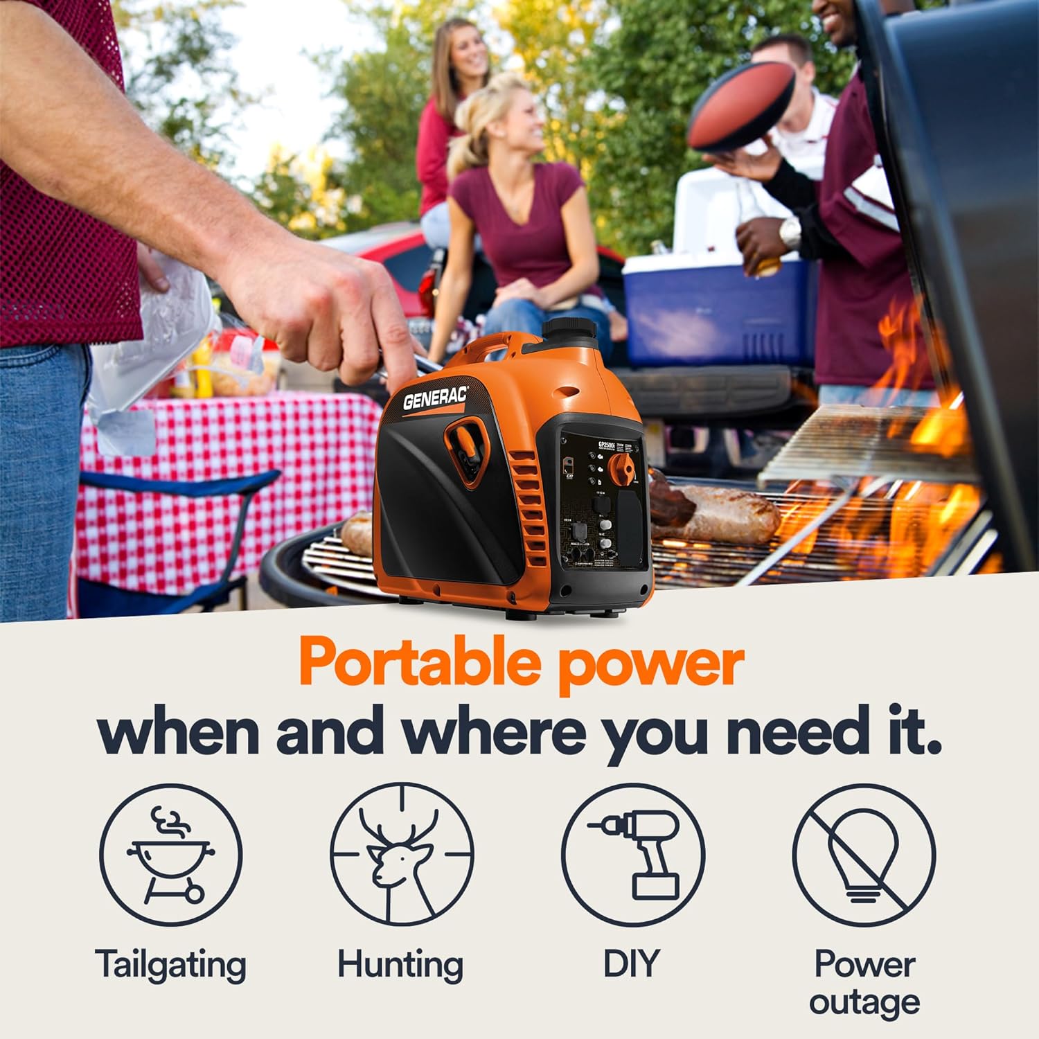 Generac 2,500-Watt Gas Powered Portable Inverter Generator - Lightweight and Compact Design - Produces Clean, Stable Power - Quiet Operation - Great for Home Backup, Camping, and RV Use Generac 2,500-Watt Gas Powered Portable Inverter Generator - Lightweight and Compact Design - Produces Clean, Stable Power - Quiet Operation - Great for Home Backup, Camping, and RV Use - Image 2