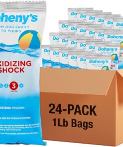 Doheny's Chlorine-Free Oxidizing Shock | Fast-Dissolving | Removes Chloramines & Boosts Free Chlorine | Safe to Swim 15 Minutes After Application | 24 x 1lb Bags (24lb Total)