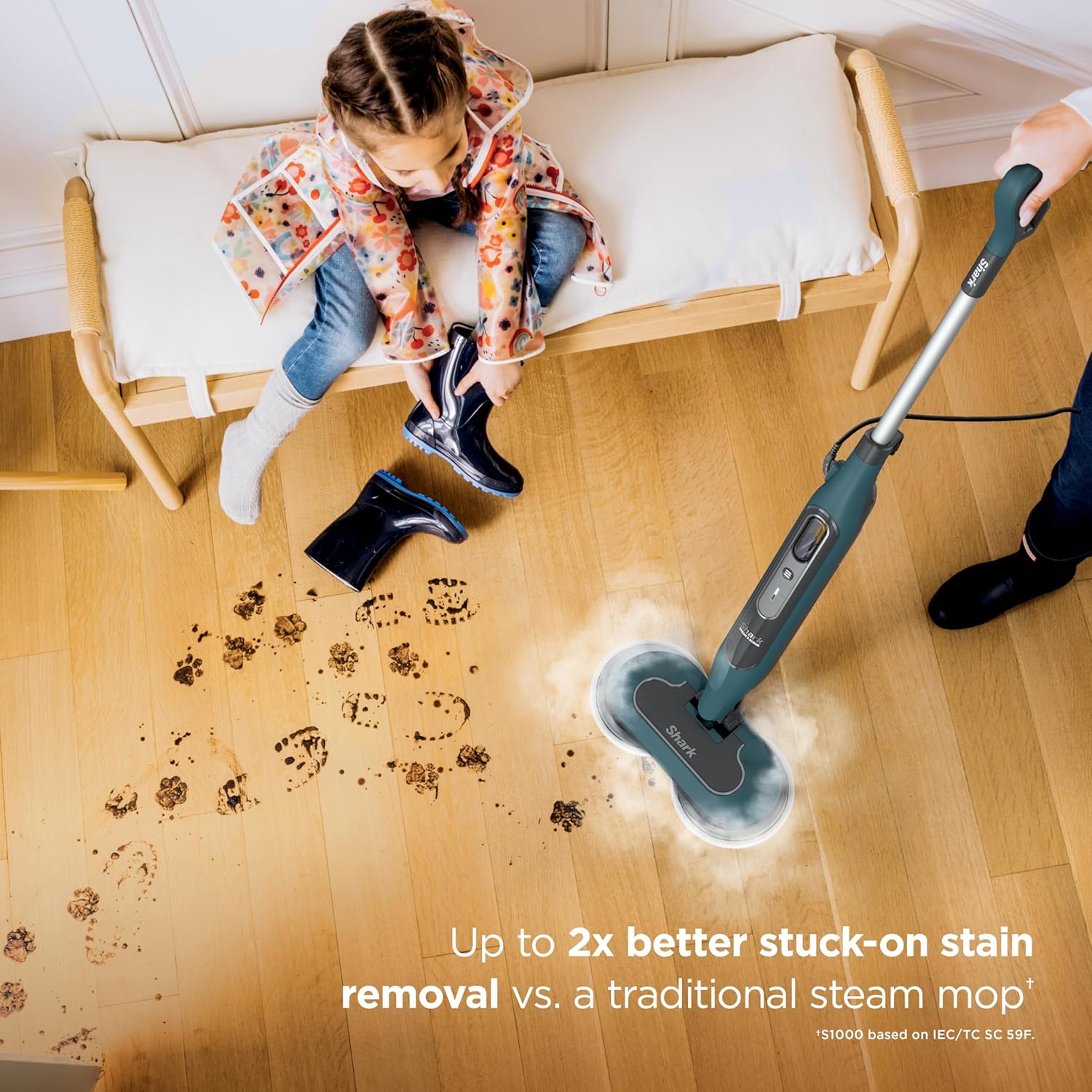 Shark Steam & Scrub All-in-One Scrubbing and Sanitizing Hard Floor Steam Mop, 2 Steam Modes, 2 Dirt Grip Soft Scrub Pads Included, XL Removable Water Tank, Swivel Steering, Teal, S8002BRN Shark Steam & Scrub All-in-One Scrubbing and Sanitizing Hard Floor Steam Mop, 2 Steam Modes, 2 Dirt Grip Soft Scrub Pads Included, XL Removable Water Tank, Swivel Steering, Teal, S8002BRN - Image 5