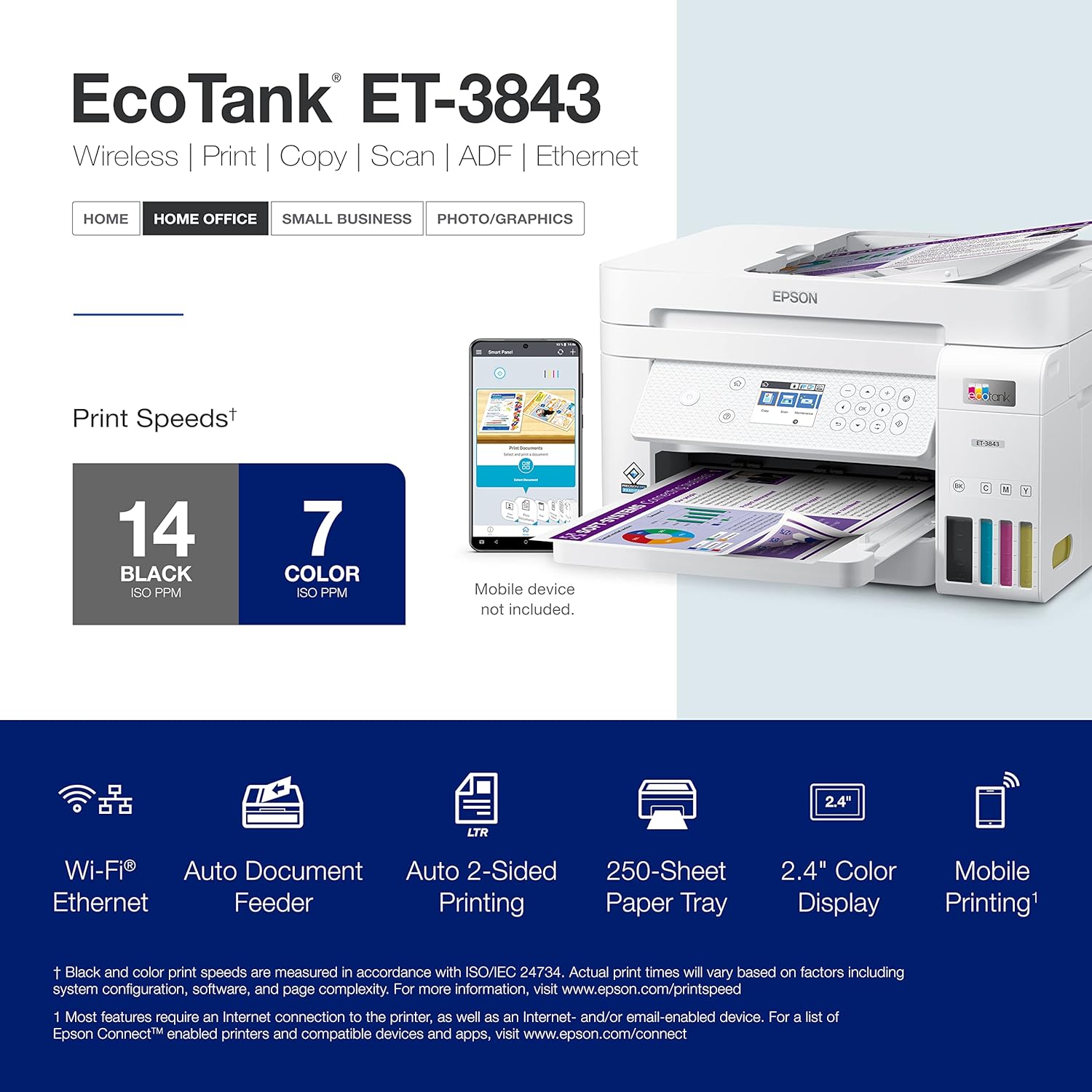 81xFpRdcmjL._AC_SL1500_.jpg Epson EcoTank ET-3843 Wireless Color All-in-One Cartridge-Free Supertank Printer with Scanner, Copier, ADF and Ethernet-for The Ultimate Home Office, White