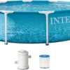 INTEX 28207EP 10Ft X 30In Beachside Metal Frame Above Ground Swimming Pool Set, Includes 330 GPH Cartridge Filter Pump, Puncture-Resistant Material, Rust Resistant, 1185 Gallon Capacity