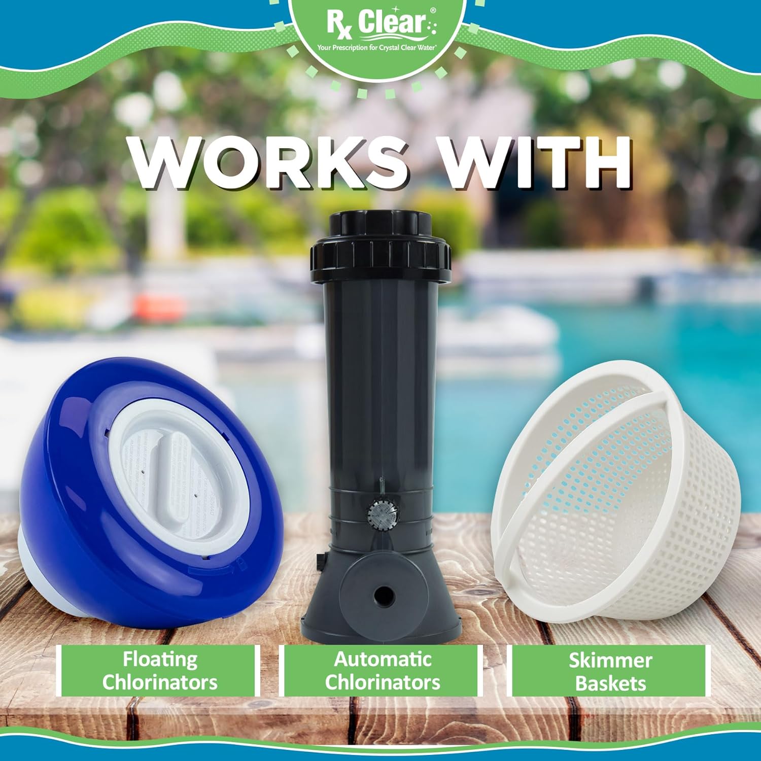 81yqwyHP7nL._AC_SL1500_.jpg Rx Clear 3" Inch Chlorine Tabs | 100 Pounds | Individual Stabilized Chlorinating Tablets for Sanitizing Swimming Pools | Long Lasting, Slow Dissolving, and UV Protected (2 x 50 LB Buckets)