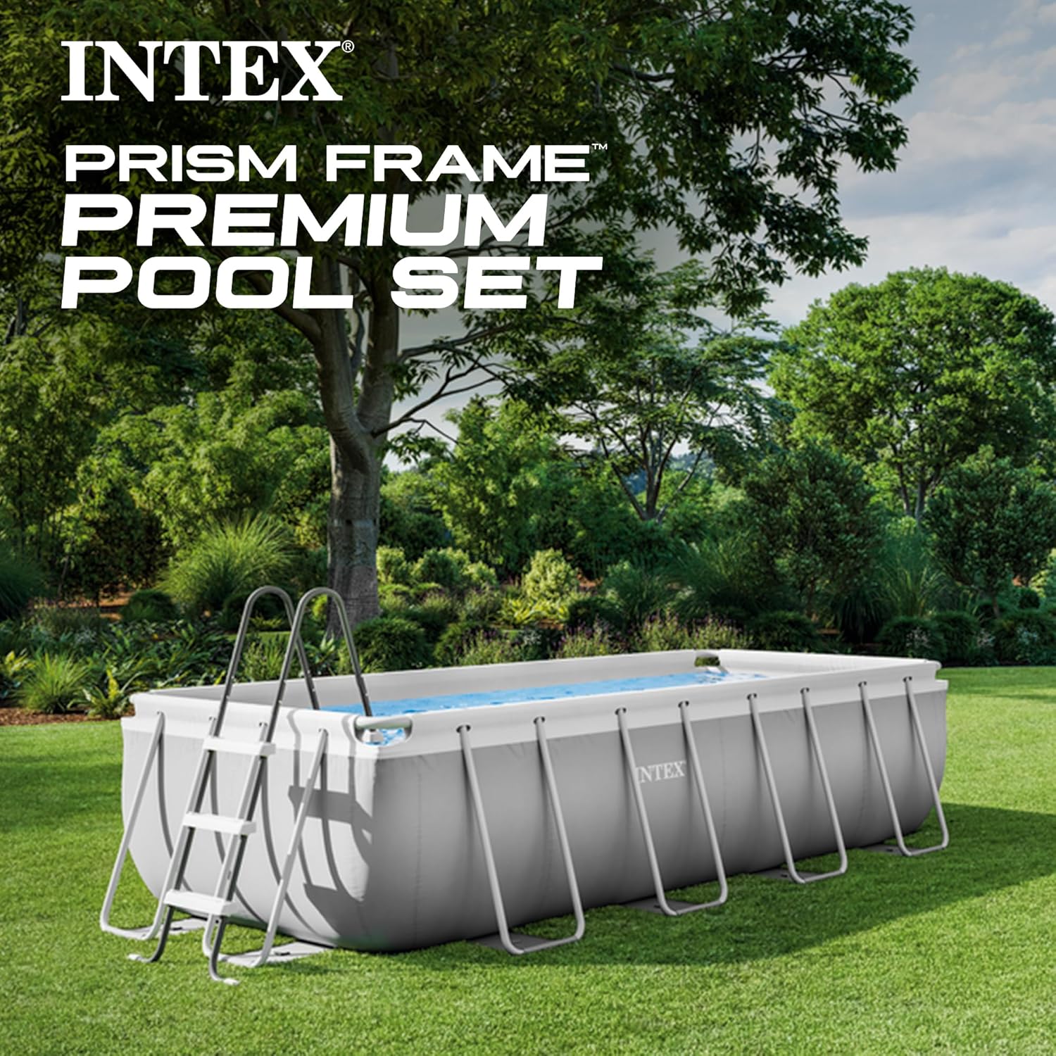 INTEX 26791EH Prism Frame Premium Rectangular Above Ground Swimming Pool Set: 16ft x 8ft x 42in – Complete Set Includes 1000 GPH Cartridge Filter Pump INTEX 26791EH Prism Frame Premium Rectangular Above Ground Swimming Pool Set: 16ft x 8ft x 42in – Complete Set Includes 1000 GPH Cartridge Filter Pump - Image 2