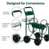 Alvantor Garden Hose Reel Cart, Heavy Duty Steel Water Hose Cart with 4 Wheels, Holds 229 ft 5/8 in Hose, Green