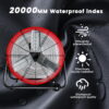 Industrial Fan 24 Inch Heavy Duty Drum 3 Speed 8100 CFM Air Circulation High Velocity Fan For Warehouse, Workshop, Factory, Commercial, Residential and Greenhouse Red