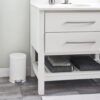 simplehuman Round Step Can, 4.5L / 1.2 Gallon Compact Bathroom Trash Can, 150,000-Step Pedal, Lid Shox® Silent Close, Removable Inner Bucket, White Steel