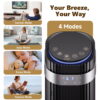 SHOUFTW 36 inch Tower Fan with Remote Control, Oscillating Bladeless Floor Fan, 5 Speeds and 4 Modes for Bedroom Home and Office, Black