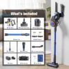 HOOFUN Cordless Vacuum Cleaner, 50mins Runtime, Powerful Stick Vacuum 6*2600mah Rechargeable Cordless Vacuum for Carpet, Tile, Pet Hair, Hardwood Floors, Blue
