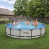 Bestway Steel Pro MAX 14' x 33" Round Above Ground Swimming Pool Set, 530 GPH Filter Pump, Tritech Puncture Resistant Liner, ClickConnect Steel Frame, Gray Bestway Steel Pro MAX 14' x 33" Round Above Ground Swimming Pool Set, 530 GPH Filter Pump, Tritech Puncture Resistant Liner, ClickConnect Steel Frame, Gray