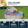 Bestway Steel Pro MAX 13' x 42" Above Ground Pool, Round Metal Frame Outdoor Swimming Pool Set with Canopy, Filter Pump, Ladder, and Cover, Taupe