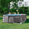 INTEX 26741EP Prism Frame 15 ft x 48 in Above Ground Pool Set, Round Swimming Pool with Steel Frame, 1000 GPH Cartridge Filter Pump, Ladder, Cover, & Ground Cloth