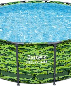 Bestway Steel Pro Max 14'x48 Camo Pool Set | Durable Construction, Easy Assembly, and All-Inclusive Accessories - Above Ground Pool Set with Filter Pump, Ladder, and Pool Cover - No Tools Required!