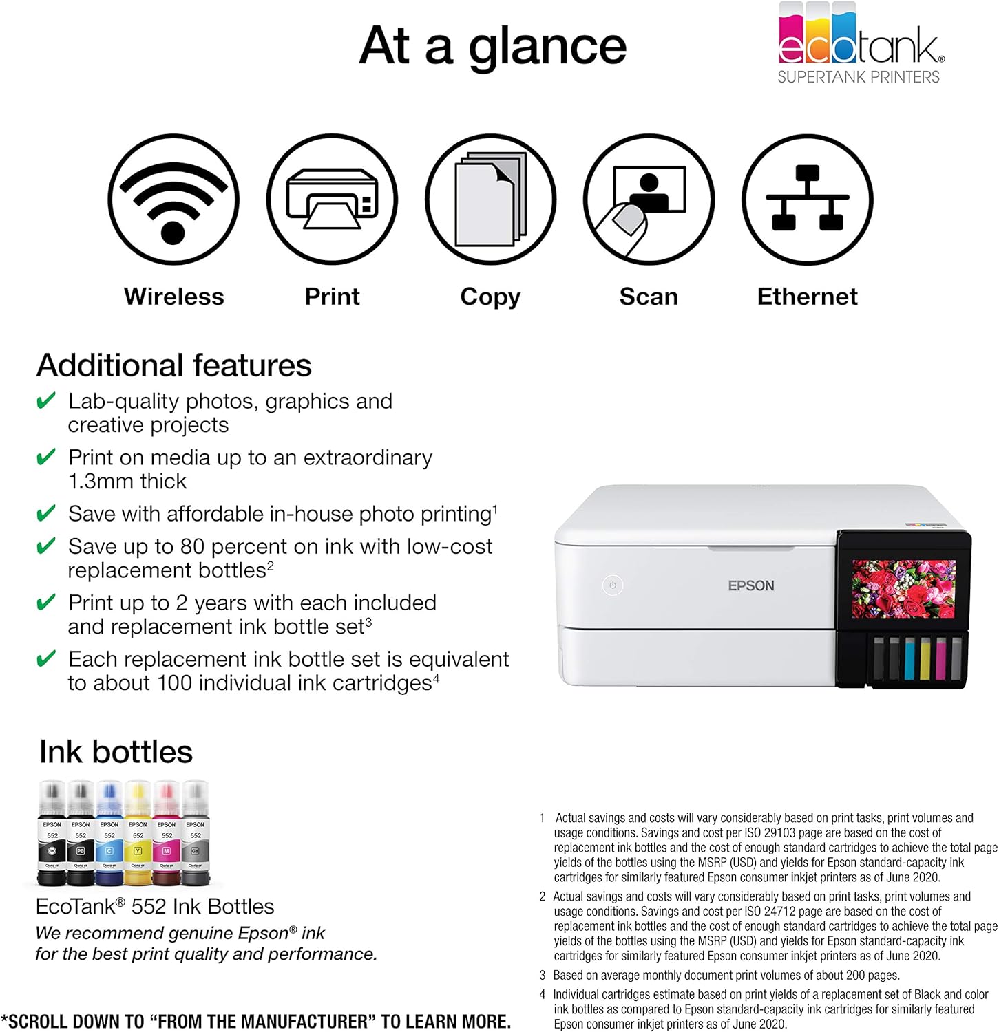 919NbkLI-fL._AC_SL1500_.jpg Epson EcoTank Photo ET-8500 Wireless Color All-in-One Supertank Printer with Scanner Copier, Ethernet and 4.3-inch Colorfull Touchscreen - White