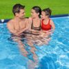 Bestway Steel Pro 9 Feet 10 Inch x 6 Feet 7 Inch x 26 Inch Rectangle Above Ground 872 Gallon Pool Set with DuraPlus Liner and FrameLink System (26-56404-new)