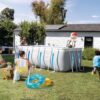 INTEX 26769EH 13ft X 6.5ft x 48in Prism Frame Clearview Rectangular Above Ground Swimming Pool Set with 530 GPH Cartridge Filter Pump, Ground Cloth, Pool Cover