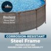 Bestway Power Steel 14’ x 42” Above Ground Pool, Round Metal Frame Outdoor Swimming Pool Set with Filter Pump, Ladder, and Cover, Brown