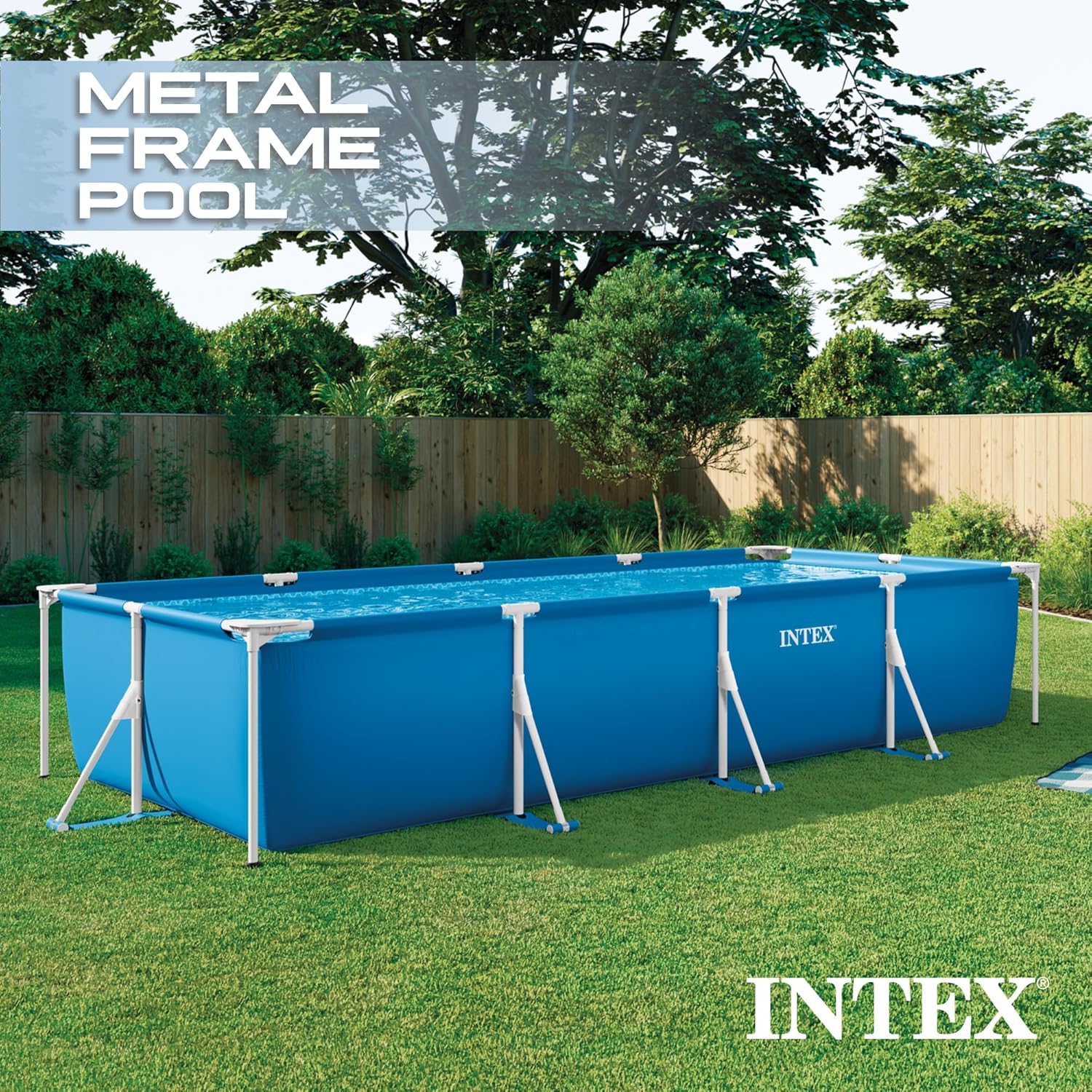 91PYpyxMr-L._AC_SL1500_.jpg INTEX 28279EH Rectangular Frame 14 ft 9 in x 7 ft 3 in x 33 in Above Ground Pool, Swimming Pool with Steel Frame and 530 GPH Cartridge Filter Pump