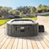 INTEX PureSpa Greystone Deluxe 6 Person Square Inflatable Hot Tub, Bubble Massage Spa Set with Energy Efficient Cover, 2 Headrests, & LED Light, 77 in x 28 in INTEX PureSpa Greystone Deluxe 6 Person Square Inflatable Hot Tub, Bubble Massage Spa Set with Energy Efficient Cover, 2 Headrests, & LED Light, 77 in x 28 in