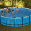 Bestway Steel Pro MAX 18' x 48" Above Ground Pool, Round Metal Frame Outdoor Swimming Pool Set with LED Light, Filter Pump, Ladder, & Cover, Dark Gray