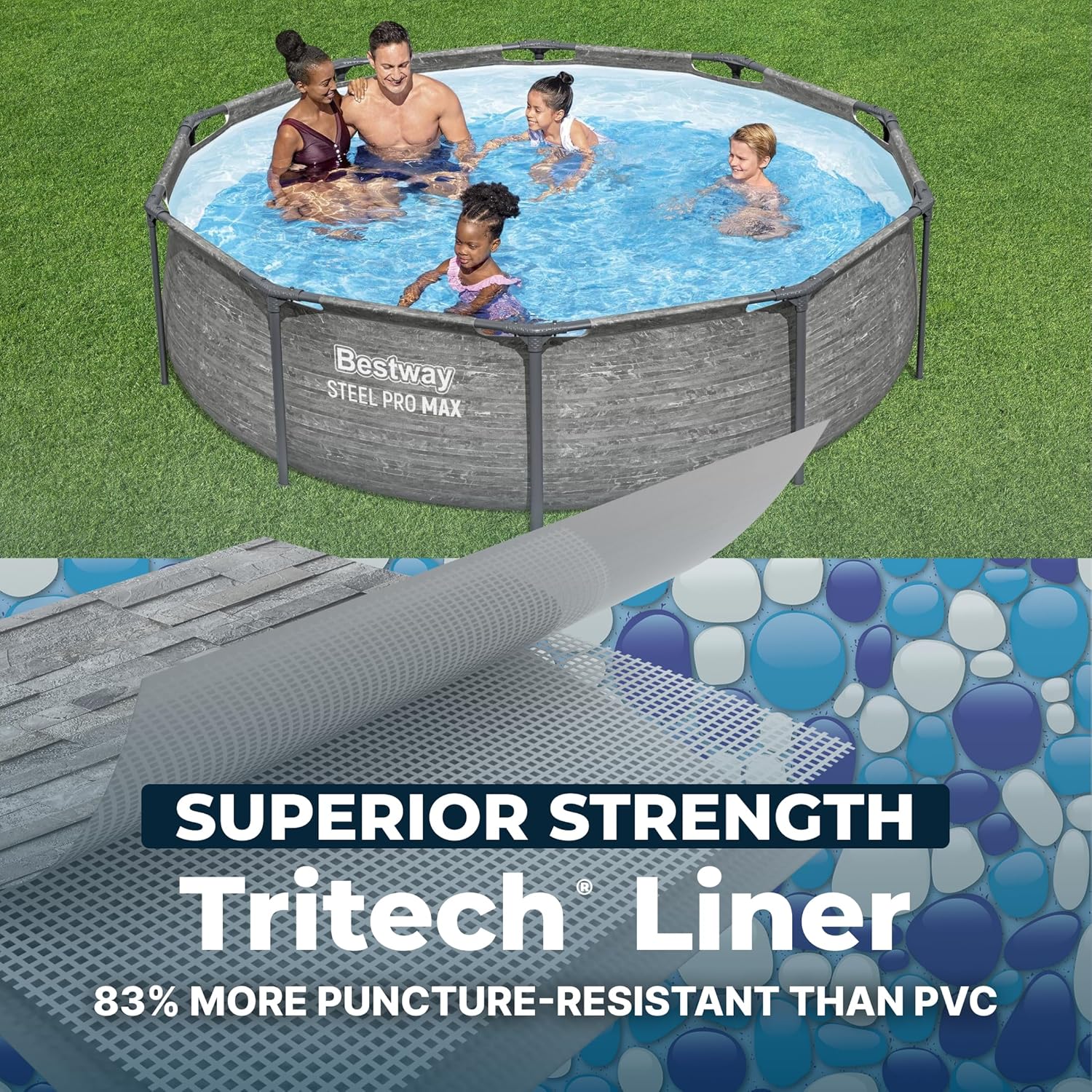 91TZMv4WrhL._AC_SL1500_.jpg Bestway Steel Pro MAX 10' x 30" Above Ground Pool, Round Metal Frame Outdoor Swimming Pool Set with Filter Pump, Stacked Stone Print