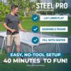 Bestway Steel Pro 12' x 6' 7" x 26" Rectangle Above Ground Outdoor Swimming Pool Set with DuraPlus Liner and FrameLink System, Gray (561FSE-BW)
