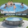 Bestway Steel Pro MAX 12' x 30" Above Ground Pool, Round Metal Frame Outdoor Swimming Pool Set with Filter Pump, Stacked Stone Print Bestway Steel Pro MAX 12' x 30" Above Ground Pool, Round Metal Frame Outdoor Swimming Pool Set with Filter Pump, Stacked Stone Print