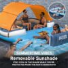 Bestway CoolerZ Tropical Breeze Party Island, Large 6 Person Adult Inflatable Lounger Lake Float, Blue/Orange