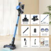 YOMA Cordless Stick Vacuum Cleaner Lightweight Powerful Handheld Vacuum for Home Hard Floor Carpet Pet Hair, Sky Blue