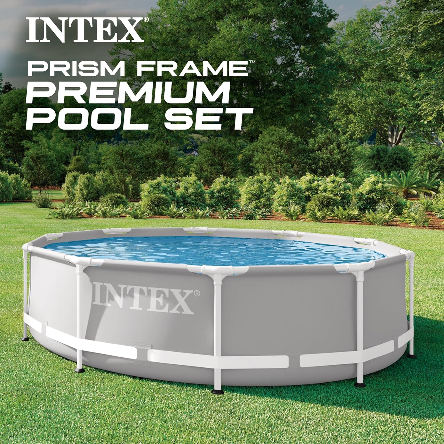 91dbRzGEgwL._AC_SL1500_.jpg INTEX 26701EH Prism Frame Premium Above Ground Swimming Pool Set: 10ft x 30in – Includes 330 GPH Cartridge Filter Pump – SuperTough Puncture Resistant – Rust Resistant – 1185 Gallon Capacity