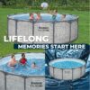 Bestway Steel Pro MAX 14' x 48" Above Ground Pool, Round Metal Frame Outdoor Swimming Pool Set with Filter Pump, Ladder, and Cover, Gray Stone Print Bestway Steel Pro MAX 14' x 48" Above Ground Pool, Round Metal Frame Outdoor Swimming Pool Set with Filter Pump, Ladder, and Cover, Gray Stone Print